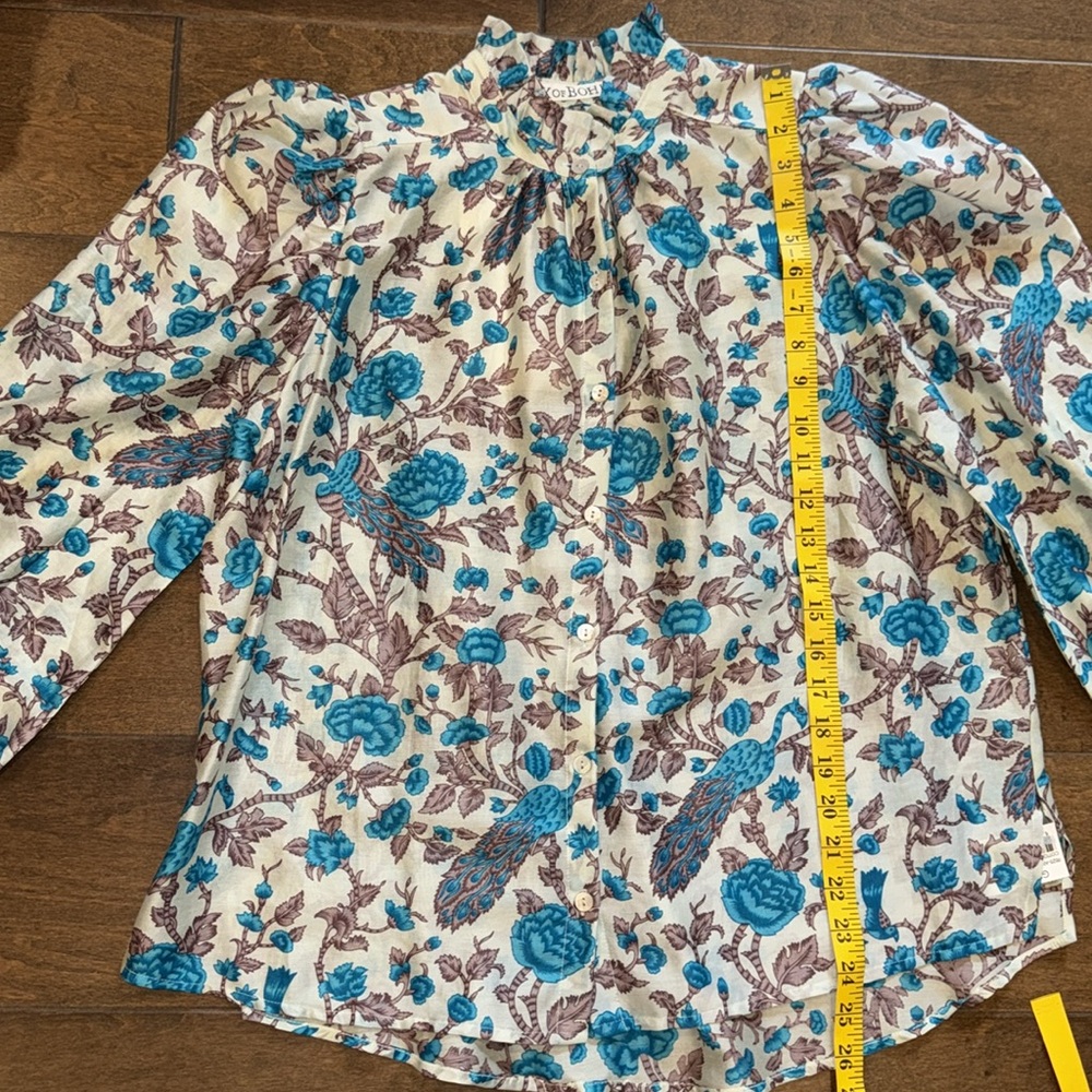 NWT Alix of Bohemia Annabel Peacock Plume Print Blouse - Picture 6 of 10